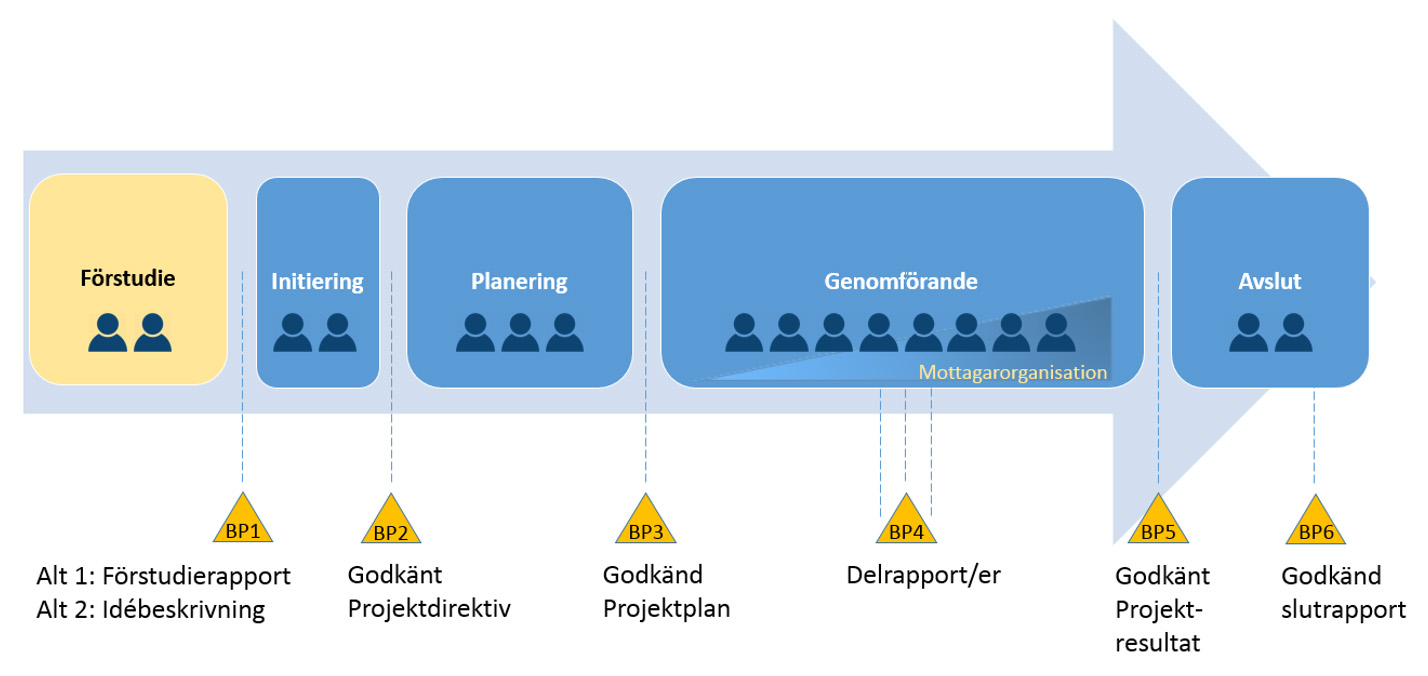 Illustration över projektets olika faser