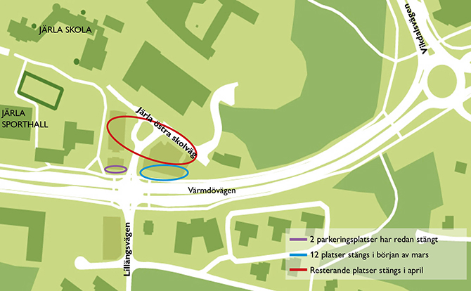 Karta infartsparkering Järla skolväg