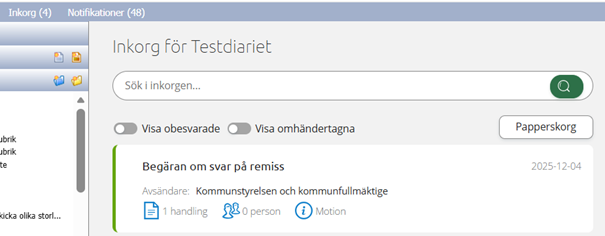 Inkorg med inkommen remiss