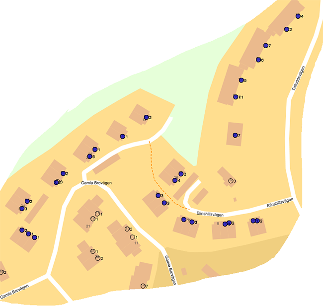 Karta som visar området kring Talludsvägen