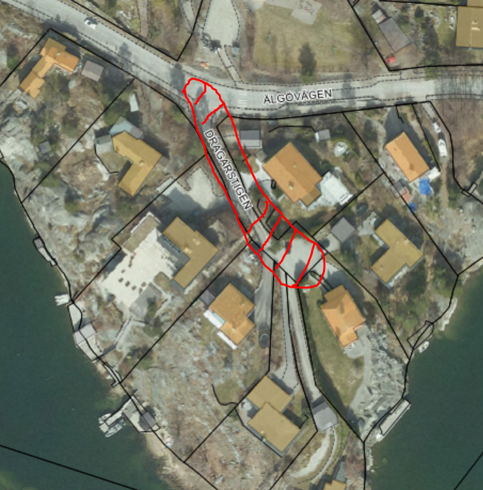 kartbild dragarstigen, markering visar påverkat område