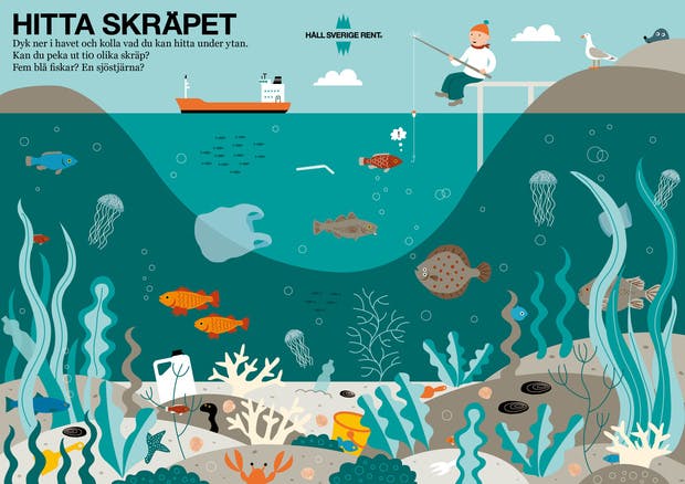 Hitta skräpet i havet