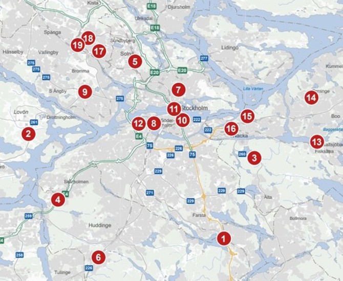 Karta över sommarens större trafikpåverkande arbeten