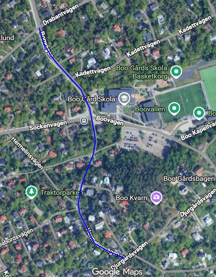 Karta Boovägen samt Hermelinsvägen