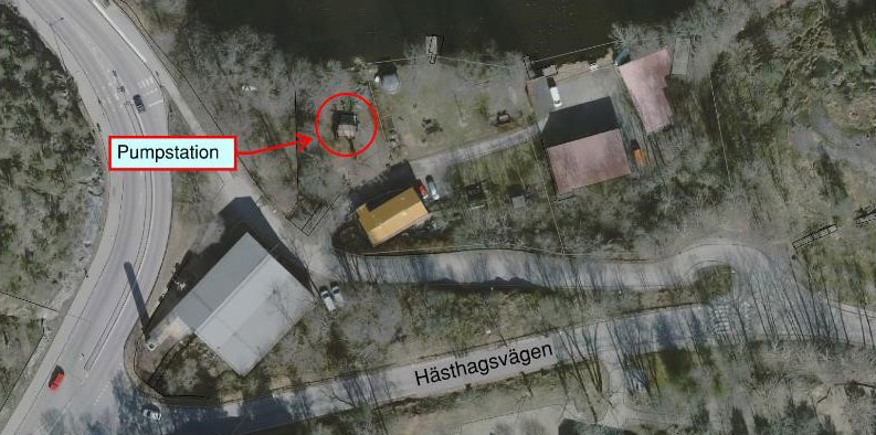 Satellitbild över pumpstation Hästhagen