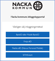 Nacka kommuns inloggningsportal