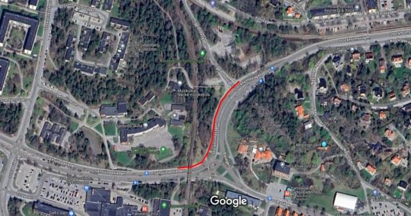 Kartbild över området som påverkas av ledningsförnyelse Stockholmsvägen