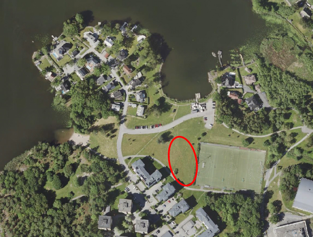 kartbild med markerad plats för dammen