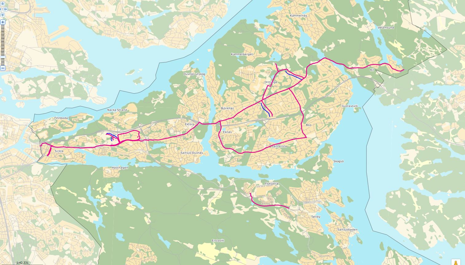 Karta över sopsaltade vägstråk.