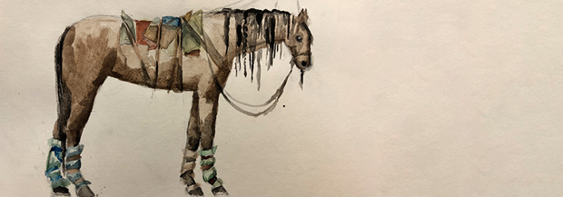 En häst i akvarell