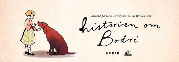 Illustration med flicka och hund