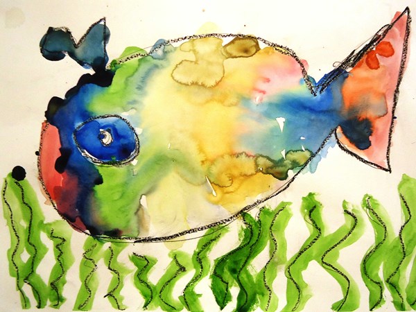 fisk i akvarell