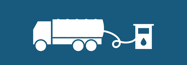 illustration tankbil och vattenkiosk