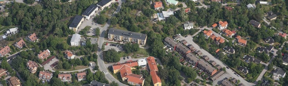 Flygbild över bostadsområde